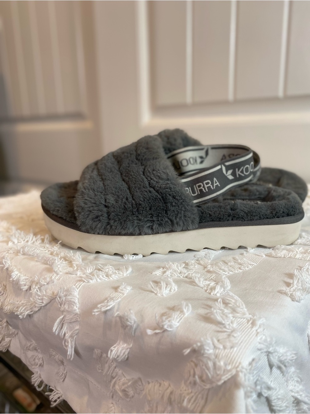 Koolaburra Gray Faux-Fur Slide Sandals - Picture 8 of 10